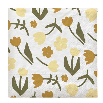 Broste Copenhagen - Rosita Servetti 33x33 cm Valkoinen/Keltainen