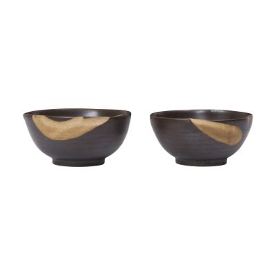 Ferm Living Koyo kulho 2-pack Dark brown-buff, Ø8,5×4,5 cm