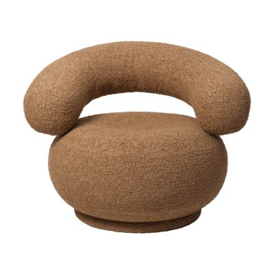 Ferm Living Orbo Lounge -nojatuoli, pyörivä Raw bouclé - Tan