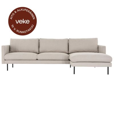 Veke Scandic Copenhagen divaanisohva oikea hiekka Soro 21, mustat jalat, asiakaspalau