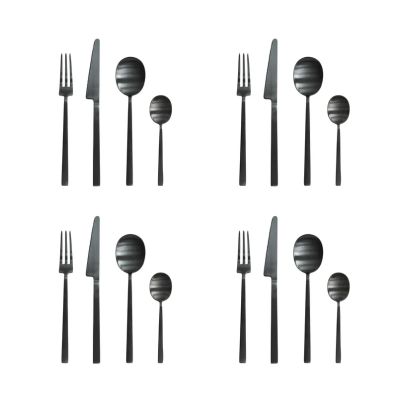 101 COPENHAGEN - Kogei-aterinsetti, musta, 16-osainen setti