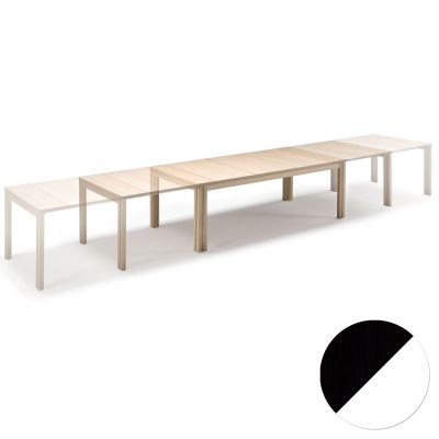 Skovby, Sm24 pöytä svartlackad tammi / valkoinen laminaatti 200-356(512)x100x73 cm