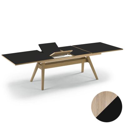 Skovby, Sm11 pöytä tammi valkoöljy/musta nanolaminaatti 183-275X100X74Cm