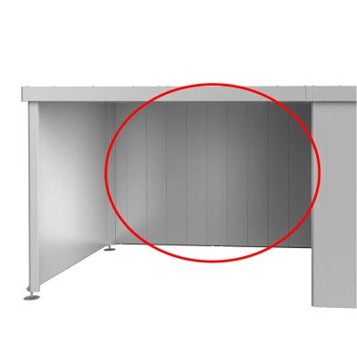 Biohort, Bakvägg sopii sivukatos puutarhavarasto Neo metallic hopea