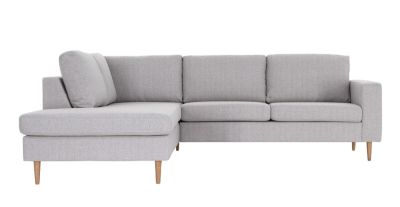 Veke Toronto avokulmasohva vasen, hiekka hygge 10, jalka tammi, asiakaspalautus