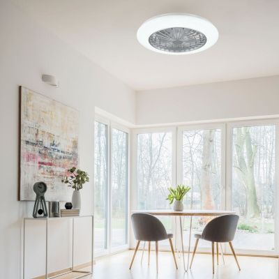 Trio Stralsund LED tuuletinplafondi harmaa tähtitaivas RGB