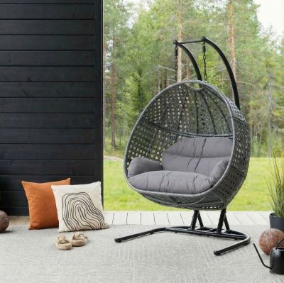 Veke Usva 2-istuttava riipputuoli ja teline harmaa