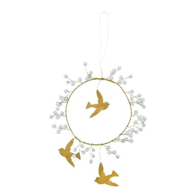 House Doctor - Bird Joulukoriste 10 cm Valkoinen/Messinki