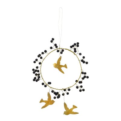 House Doctor - Bird Joulukoriste 10 cm Musta/Messinki