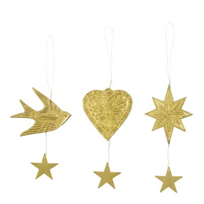 House Doctor - Bird Joulukoriste 3 kpl Antiikki messinki