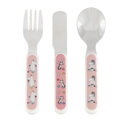 Rätt Start - Muumi Lasten aterimet 3 osaa Niitty vaaleanpunainen