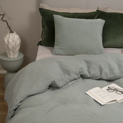 Fanni K Muslin pussilakanasetti 150x210cm+50x60 cm niitynvihreä