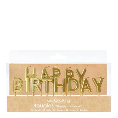 ScrapCooking - Kakkukynttilä Happy Birthday Kulta