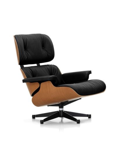 Vitra Eames lounge -nojatuoli premium-nahka 66 nero / kirsikka