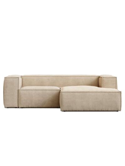 Kave Home Blok-divaanisohva luonnonvalkoinen vakosametti l 240 cm / oikea