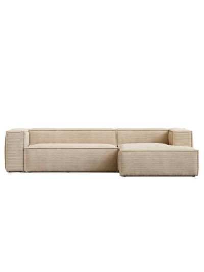 Kave Home Blok-divaanisohva luonnonvalkoinen vakosametti l 300 cm / oikea