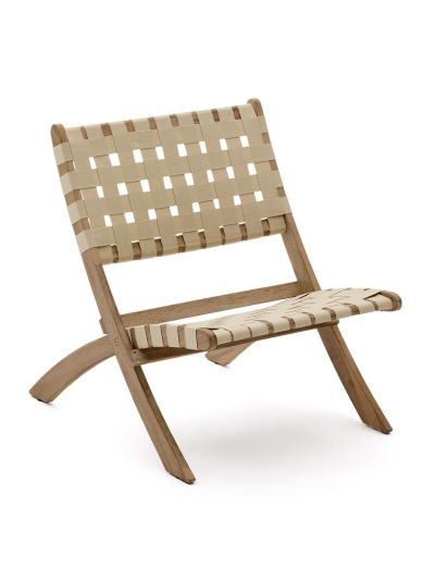 Kave Home Chabeli-taittotuoli kermanvalkoinen / akaasia