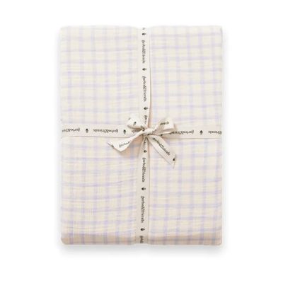 Garbo&Friends Gingham Sky Blue Muslini muotoonommeltu lakana 180x200x30 cm