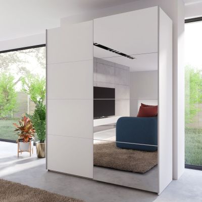 Veke Core vaatekaappi liukuovilla 170,1x210x61 cm valkoinen/ kirkas peili