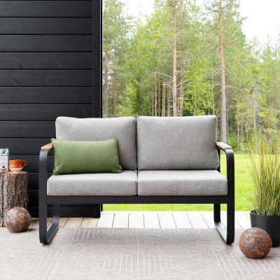 Veke Lumme 2-istuttava sohva musta/hiekka