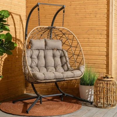 Veke Skara riipputuoli 2-istuttava telineellä taupe