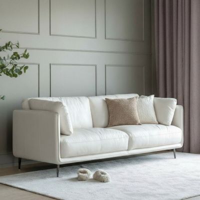 Veke Kuura 3-istuttava nahkasohva valkoinen