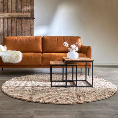 Finarte Nirvana villamatto 200 cm pyöreä kupari/beige