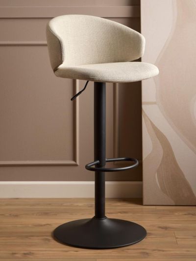 Veke Ella baarituoli vaalea beige basel 24, mustat jalat