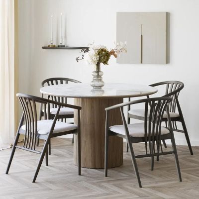 House Nordic Athens pyöreä ruokapöytä ø120 cm ruskea/valkoinen, kuvausmalli