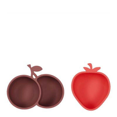 OYOY - Yummy Kulho Kirsikka & Mansikka 23,5x11,5 cm Cherry Red/Nutmeg