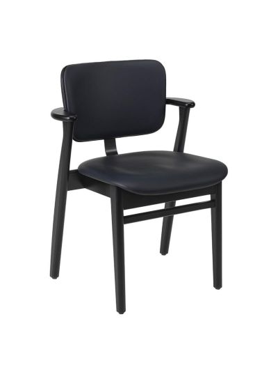 Artek Domus-tuoli istuin- ja selkänojaverhoiltu spectrum-nahka marine / petsattu musta