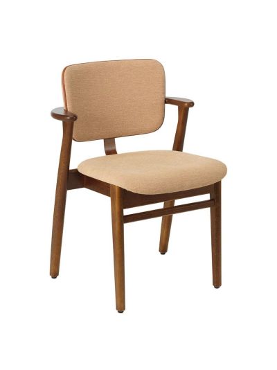 Artek Domus-tuoli istuin- ja selkänojaverhoiltu wow re -kangas beige-pink / petsattu pähkinä