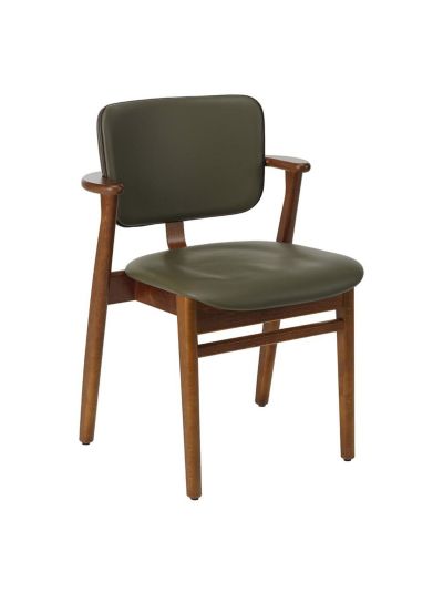 Artek Domus-tuoli istuin- ja selkänojaverhoiltu spectrum-nahka moss / petsattu pähkinä