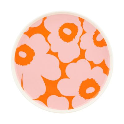 Marimekko Unikko lautanen Ø 20 cm Valkoinen–vaaleanpunainen–oranssi
