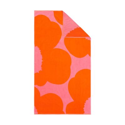 Marimekko Iso Unikko kylpypyyhe Pink-orange red, 100×180 cm