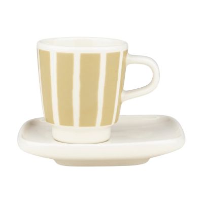 Marimekko Piccolo espressokuppi ja lautanen White-sand, 5 cl