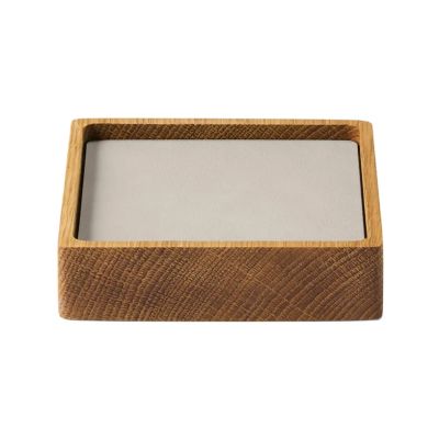 LIND DNA Wood Box lasinalussetti Nature-tammi, neliö, S, Nupo oyster white, 9 osaa