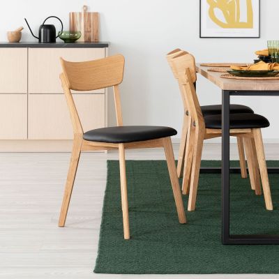 Veke Koto tuoli öljytty tammi, musta PU-keinonahka istuin, asiakaspalautus