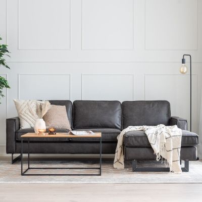 Veke Macho divaanisohva oikea Musta Colorado 01, mustat jalat