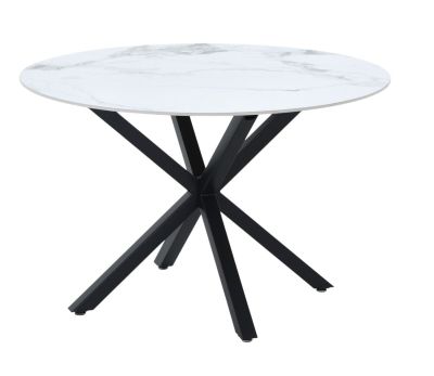 Veke Halen pyöreä ruokapöytä Ø120 cm musta/ valkoinen keraaminen kansi, kuvausmalli