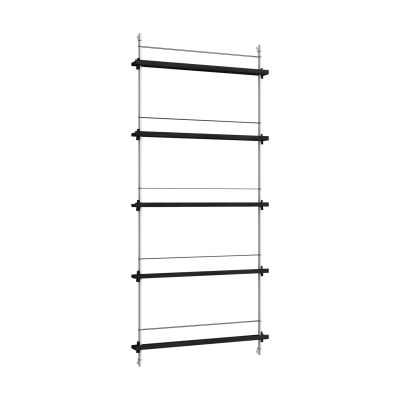 MOEBE Magazine Shelving lehtiteline Black-ruostumaton teräs, 85×180×7 cm, MS.180.1