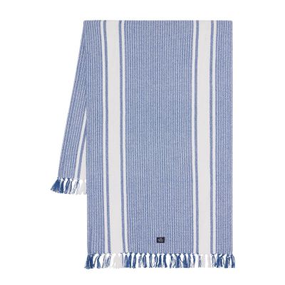 Lexington - Kaitaliina hapsuilla 250x50 cm Valkoinen/Sininen