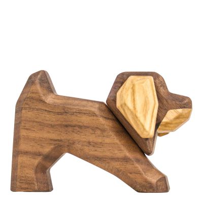 FableWood - Puufiguuri Mäyräkoira 6 cm Pähkinä/Saarni
