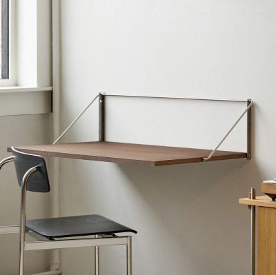 Moebe - Fold-out Desk -seinäkiinnitteinen taitettava pöytä, tummaa puuta, 90 cm, tammi