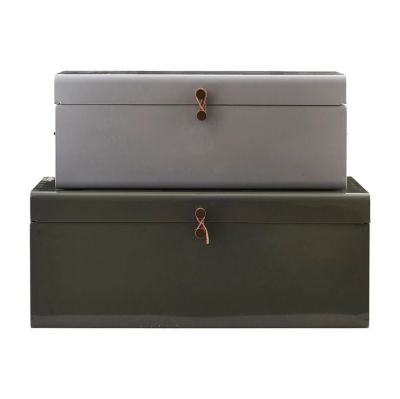 House Doctor - HDMetal säilytyslaatikko, vihreä/harmaa, metallia, 2 kpl