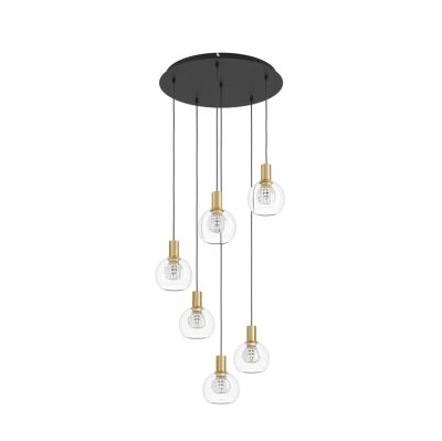 Stars of Light - Terque LED-riippuvalaisin, messinki, halkaisija 54 cm, 6-lamppuinen – Stars of