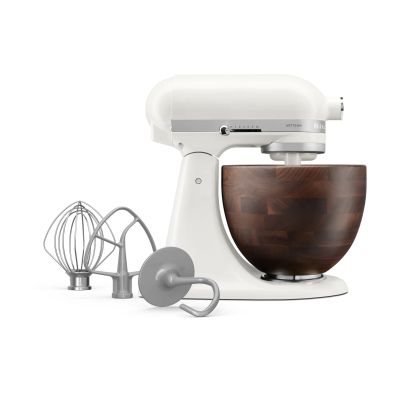 KitchenAid Artisan 5KSM156-keittiökone puukulholla 4,7 l Porcelain white-walnut