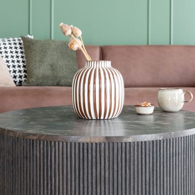 House Nordic Rota pyöreä sohvapöytä Ø80 cm tummanruskea marmori look, kuvausmall