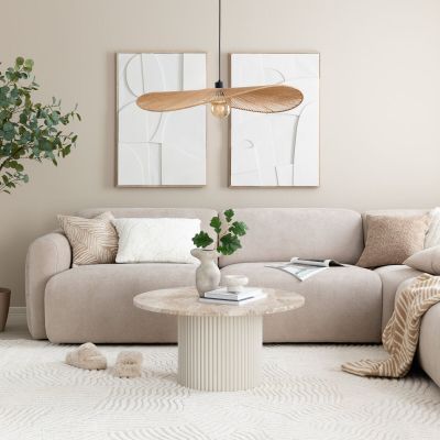Ranua by Veke Taimi pyöreä sohvapöytä Ø80 cm marmori matta latte/greige, kuvausmalli