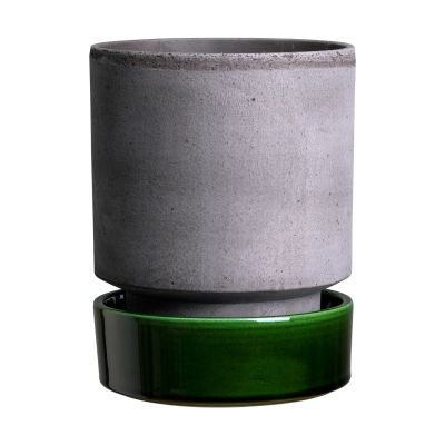 Bergs Potter Hoff ruukku Ø14 cm, Raw Grey-Emerald Green.